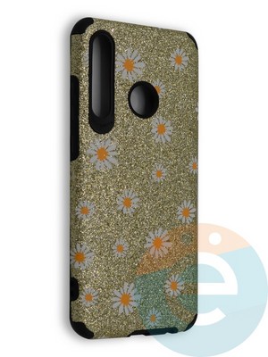 Накладка силиконовая с ромашками для Huawei Honor 20 Lite золотистая - фото 40119