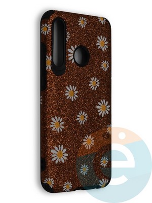 Накладка силиконовая с ромашками для Huawei Honor 20 Lite коричневая - фото 40120