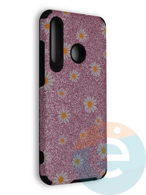 Накладка силиконовая с ромашками для Huawei Honor 20 Lite розовая - фото 40121