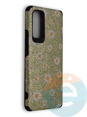 Накладка силиконовая с ромашками для Huawei Honor 30 Pro золотистая - фото 40126