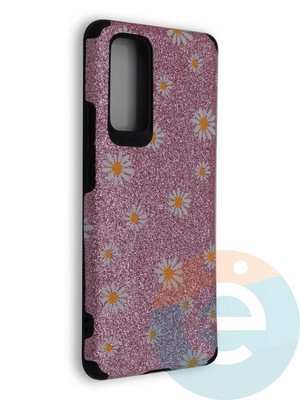 Накладка силиконовая с ромашками для Huawei Honor 30 Pro розовая - фото 40128