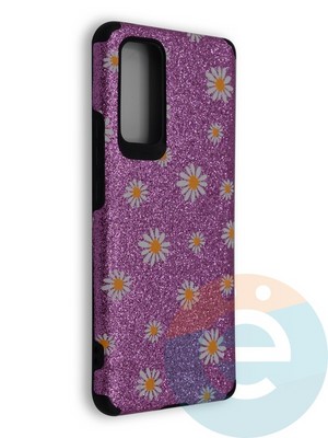 Накладка силиконовая с ромашками для Huawei Honor 30 Pro фиолетовая - фото 40130