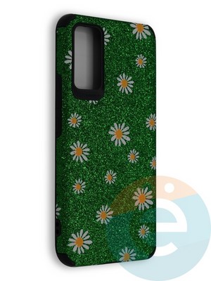 Накладка силиконовая с ромашками для Huawei Honor 30 зеленая - фото 40132