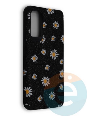 Накладка силиконовая с ромашками для Huawei Honor 30 черная - фото 40138