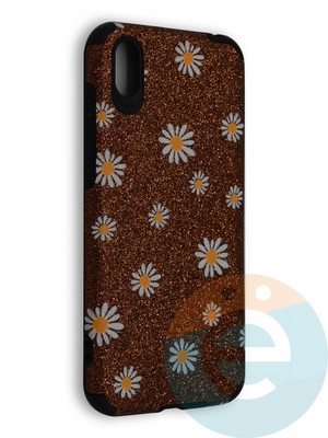 Накладка силиконовая с ромашками для Huawei Honor 8S/Y5 2019 коричневая - фото 40155