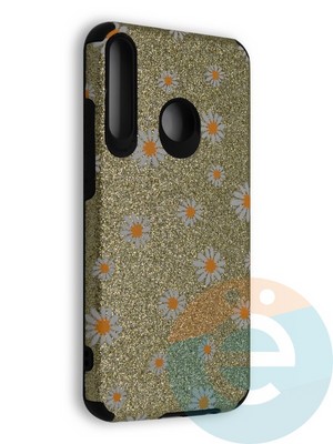 Накладка силиконовая с ромашками для Huawei Honor 9C золотистая - фото 40168