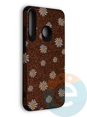 Накладка силиконовая с ромашками для Huawei Honor 9C коричневая - фото 40169