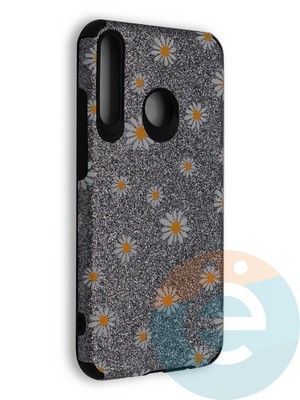 Накладка силиконовая с ромашками для Huawei Honor 9C серебристая - фото 40171