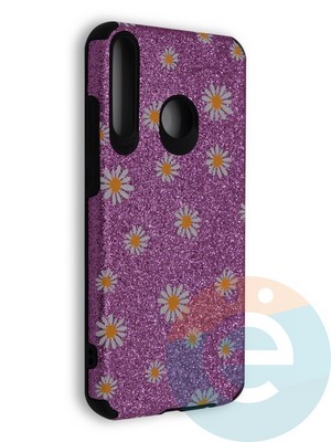 Накладка силиконовая с ромашками для Huawei Honor 9C фиолетовая - фото 40172