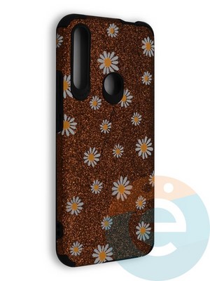 Накладка силиконовая с ромашками для Huawei Honor 9X/P Smart Z/Y9 Prime коричневая - фото 40186