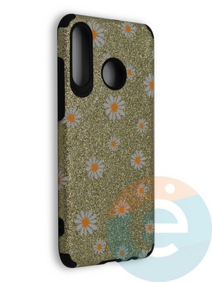 Накладка силиконовая с ромашками для Huawei Honor P30 Lite золотистая - фото 40192