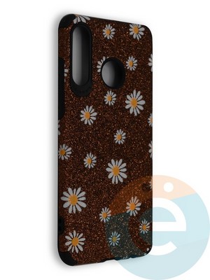 Накладка силиконовая с ромашками для Huawei Honor P30 Lite коричневая - фото 40193