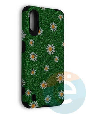 Накладка силиконовая с ромашками для Samsung Galaxy A01 зеленая - фото 40205