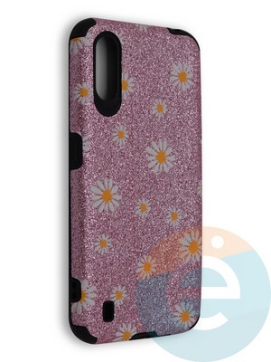 Накладка силиконовая с ромашками для Samsung Galaxy A01 розовая - фото 40208