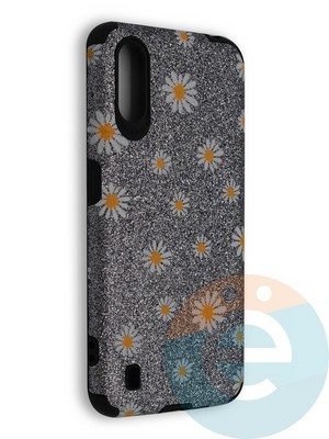 Накладка силиконовая с ромашками для Samsung Galaxy A01 серебристая - фото 40209