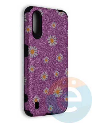 Накладка силиконовая с ромашками для Samsung Galaxy A01 фиолетовая - фото 40210