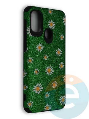 Накладка силиконовая с ромашками для Samsung Galaxy A21S/M21 зеленая - фото 40212