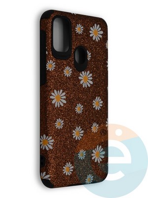 Накладка силиконовая с ромашками для Samsung Galaxy A21S/M21 коричневая - фото 40214