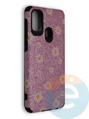 Накладка силиконовая с ромашками для Samsung Galaxy A21S/M21 розовая - фото 40215