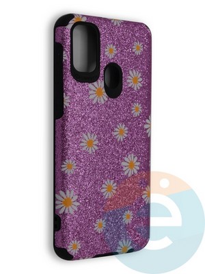 Накладка силиконовая с ромашками для Samsung Galaxy A21S/M21 фиолетовая - фото 40217