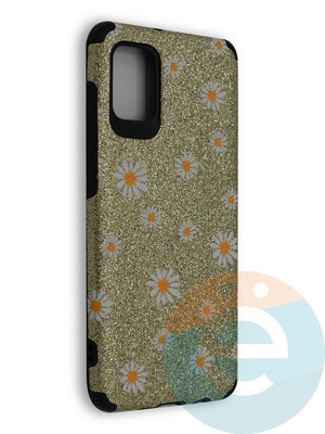 Накладка силиконовая с ромашками для Samsung Galaxy A31 золотистая - фото 40220