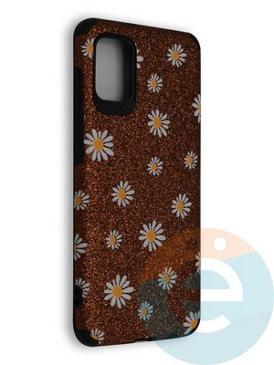 Накладка силиконовая с ромашками для Samsung Galaxy A31 коричневая - фото 40221