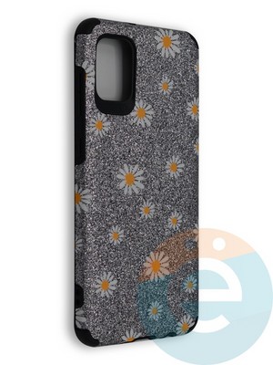 Накладка силиконовая с ромашками для Samsung Galaxy A31 серебристая - фото 40223
