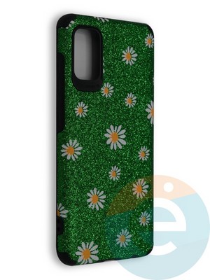 Накладка силиконовая с ромашками для Samsung Galaxy A41 зеленая - фото 40226