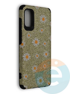 Накладка силиконовая с ромашками для Samsung Galaxy A41 золотистая - фото 40227