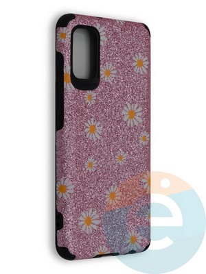 Накладка силиконовая с ромашками для Samsung Galaxy A41 розовая - фото 40229