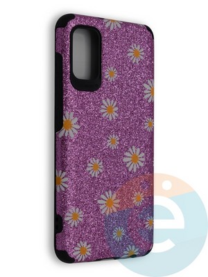 Накладка силиконовая с ромашками для Samsung Galaxy A41 фиолетовая - фото 40231