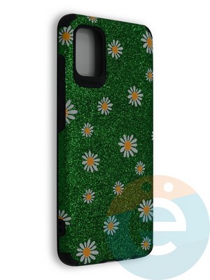 Накладка силиконовая с ромашками для Samsung Galaxy A51 зеленая - фото 40233