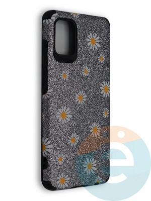 Накладка силиконовая с ромашками для Samsung Galaxy A51 серебристая - фото 40237