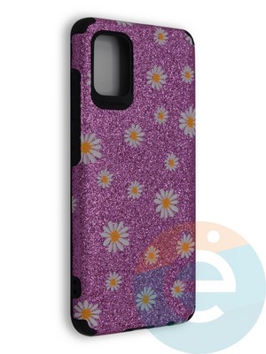 Накладка силиконовая с ромашками для Samsung Galaxy A51 фиолетовая - фото 40238