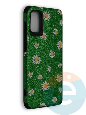 Накладка силиконовая с ромашками для Samsung Galaxy A71 зеленая - фото 40240
