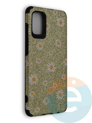 Накладка силиконовая с ромашками для Samsung Galaxy A71 золотистая - фото 40241