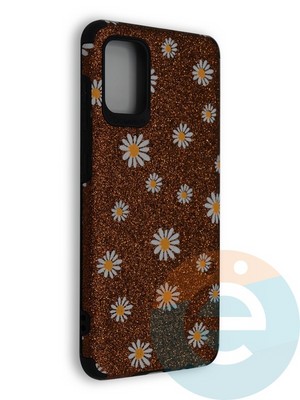 Накладка силиконовая с ромашками для Samsung Galaxy A71 коричневая - фото 40242