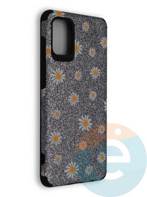 Накладка силиконовая с ромашками для Samsung Galaxy A71 серебристая - фото 40244