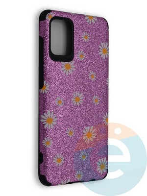 Накладка силиконовая с ромашками для Samsung Galaxy A71 фиолетовая - фото 40245
