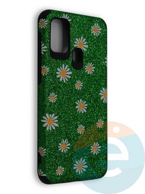 Накладка силиконовая с ромашками для Samsung Galaxy M31 зеленая - фото 40247