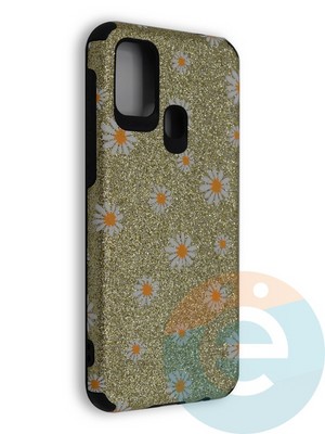 Накладка силиконовая с ромашками для Samsung Galaxy M31 золотистая - фото 40248
