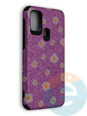 Накладка силиконовая с ромашками для Samsung Galaxy M31 фиолетовая - фото 40252