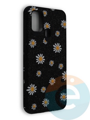 Накладка силиконовая с ромашками для Samsung Galaxy M31 черная - фото 40253