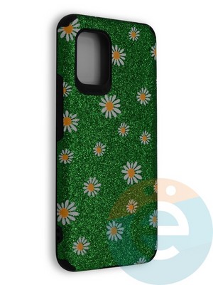 Накладка силиконовая с ромашками для Xiaomi Mi 10 Lite зеленая - фото 40254