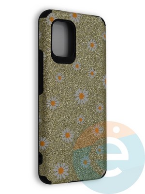 Накладка силиконовая с ромашками для Xiaomi Mi 10 Lite золотистая - фото 40255