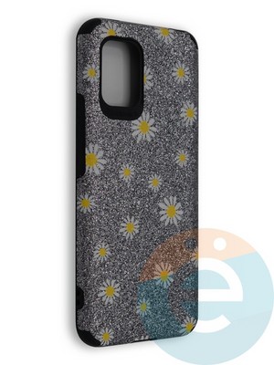 Накладка силиконовая с ромашками для Xiaomi Mi 10 Lite серебристая - фото 40257