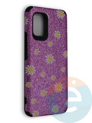 Накладка силиконовая с ромашками для Xiaomi Mi 10 Lite фиолетовая - фото 40258