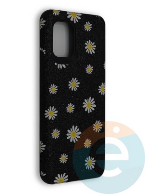 Накладка силиконовая с ромашками для Xiaomi Mi 10 Lite черная - фото 40259