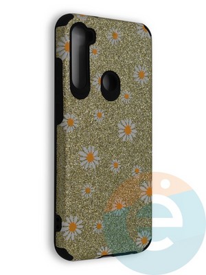 Накладка силиконовая с ромашками для Xiaomi Redmi Note 8T золотистая - фото 40261