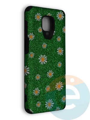 Накладка силиконовая с ромашками для Xiaomi Redmi Note 9S/9 Pro зеленая - фото 40267